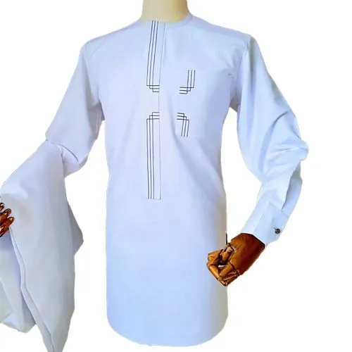 Kaftan Native African Print Top and Down Wear - White